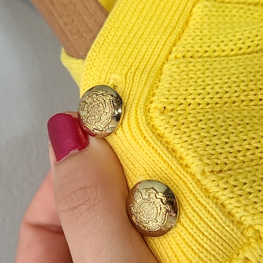 Ralph Lauren Long Cable Sweater Preppy Yellow Old Money Size Large Academia - Picture 3 of 7